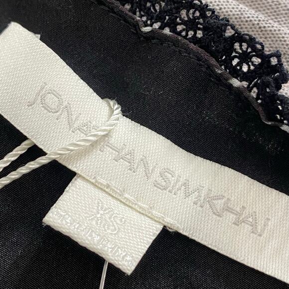 Jonathan Simkhai Dress Mixed Media Black White silk Blend Size XS Romance Flowy - Picture 9 of 10